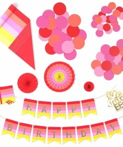 Hallmark Color Pop Party Decor Kit, Warm Ombré Stripe