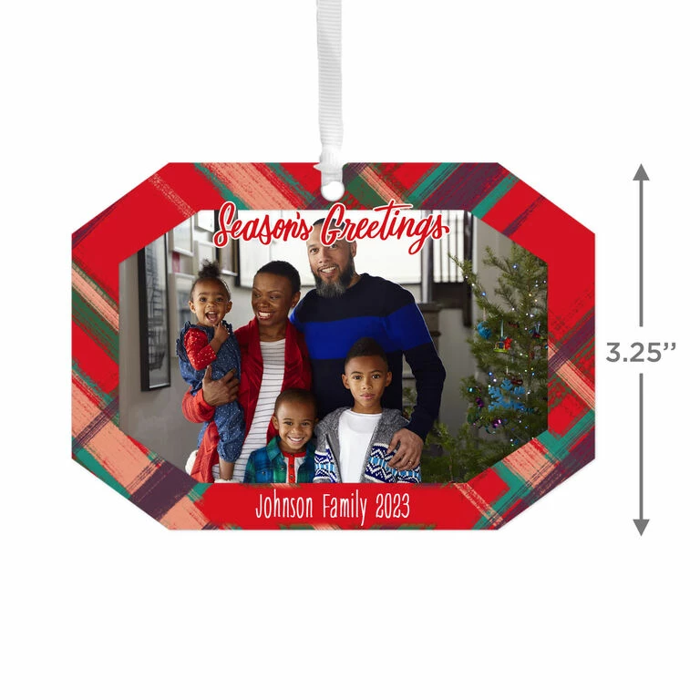 Hallmark Red Plaid Personalized Text And Photo Metal Ornament 3 Hallmark Red Plaid Personalized Text And Photo Metal Ornament - Image 3