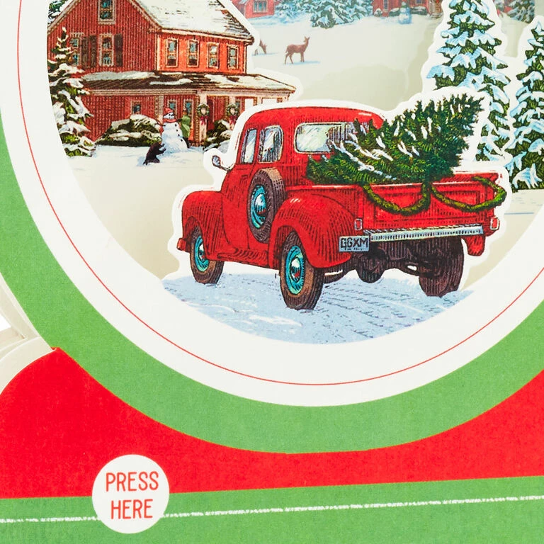 Hallmark Red Truck Snow Globe Musical 3D Pop-Up Christmas Card With Motion 5 Hallmark Red Truck Snow Globe Musical 3D Pop-Up Christmas Card With Motion - Image 5