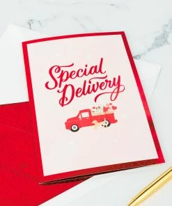 Hallmark Special Delivery 3D Pop-Up Valentine's Day Card 16 Hallmark Special Delivery 3D Pop-Up Valentine's Day Card -Department Store Shop Red Truck With Flowers 3D PopUp Valentines Day Card 1299IAV6066 07