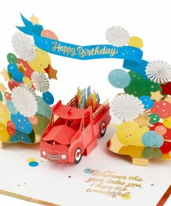 Hallmark Celebrating You Red Truck And Banner 3D Pop-Up Birthday Card