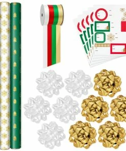 Hallmark Christmas Gift Wrap Kit With Wrapping Paper, Bows, Ribbons And Tags