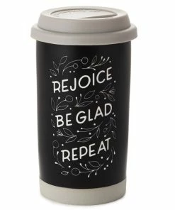 Hallmark Rejoice Repeat Ceramic Travel Mug, 12 Oz.