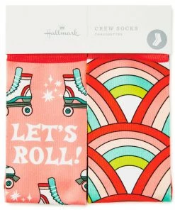 Hallmark Let's Roll Roller Skates Funny Crew Socks -Department Store Shop Roller Skates Novelty Crew Socks 1SOX2075 02
