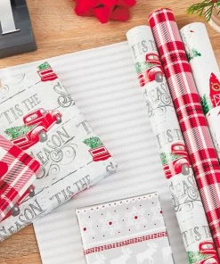 Hallmark Rustic Winter 3-Pack Reversible Metallic Christmas Wrapping Paper, 120 Sq. Ft. 7 Hallmark Rustic Winter 3-Pack Reversible Metallic Christmas Wrapping Paper, 120 Sq. Ft. -Department Store Shop Rustic Winter Reversible Christmas Wrapping Paper 5JXW1034 02