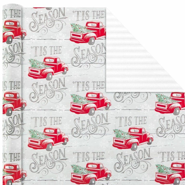 Hallmark Rustic Winter 3-Pack Reversible Metallic Christmas Wrapping Paper, 120 Sq. Ft. 4 Hallmark Rustic Winter 3-Pack Reversible Metallic Christmas Wrapping Paper, 120 Sq. Ft. - Image 4