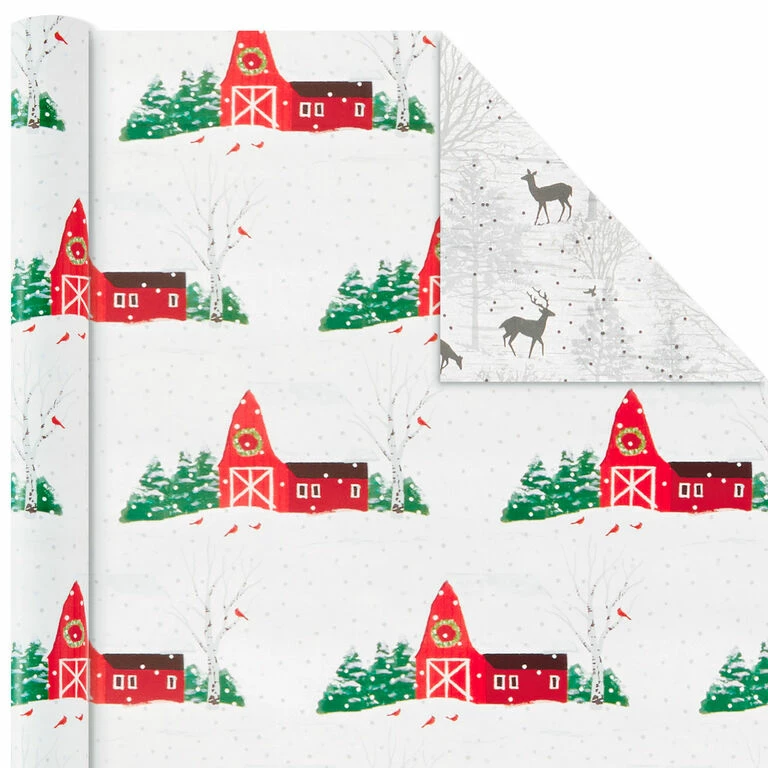 Hallmark Rustic Winter 3-Pack Reversible Metallic Christmas Wrapping Paper, 120 Sq. Ft. 6 Hallmark Rustic Winter 3-Pack Reversible Metallic Christmas Wrapping Paper, 120 Sq. Ft. - Image 6