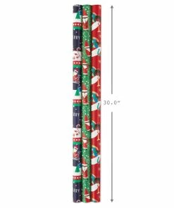 Hallmark Santa Fun 3-Pack Christmas Wrapping Paper Assortment, 120 Sq. Ft. -Department Store Shop Santa Fun Hallmark Mahogany Christmas Wrapping Paper 5JXW1037 04