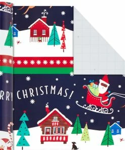 Hallmark Santa Fun 3-Pack Christmas Wrapping Paper Assortment, 120 Sq. Ft. -Department Store Shop Santa Fun Hallmark Mahogany Christmas Wrapping Paper 5JXW1037 05