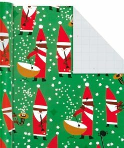 Hallmark Santa Fun 3-Pack Christmas Wrapping Paper Assortment, 120 Sq. Ft. -Department Store Shop Santa Fun Hallmark Mahogany Christmas Wrapping Paper 5JXW1037 06