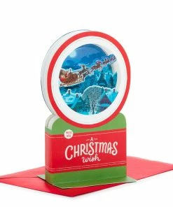 Hallmark Santa's Sleigh Snow Globe Musical 3D Pop-Up Christmas Card With Motion
