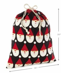 Hallmark 10" And 20" Santa And Stripes 2-Pack Fabric Christmas Gift Bags -Department Store Shop Santa and Stripes Medium and XL Fabric Gift Bags XGB4902 03