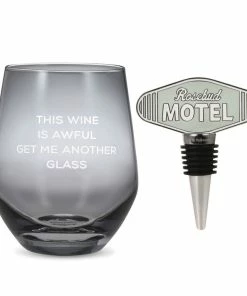 Hallmark Schitt's Creek® Stemless Wine Glass And Bottle Stopper, Set Of 2