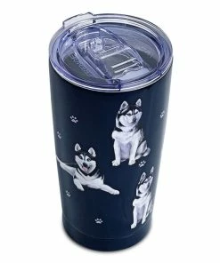 E&S Pets Siberian Husky Stainless Steel Tumbler, 20 Oz. 3 E&S Pets Siberian Husky Stainless Steel Tumbler, 20 Oz. -Department Store Shop Siberian Husky Dogs on Blue Stainless Steel Tumbler 11540 02