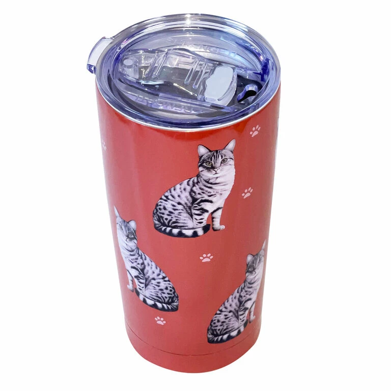 E&S Pets Silver Tabby Cat Stainless Steel Tumbler, 20 Oz. 2 E&S Pets Silver Tabby Cat Stainless Steel Tumbler, 20 Oz. - Image 2