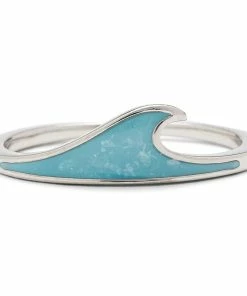Pura Vida Silver Turquoise Wave Stacking Ring, Size 6
