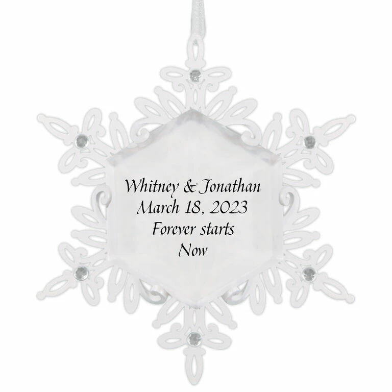 Hallmark Sparkling Snowflake Text Personalized Metal Ornament 1 Hallmark Sparkling Snowflake Text Personalized Metal Ornament