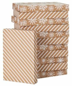 Hallmark Snowflakes And Stripes 12-Pack Designed Brown Shirt Boxes