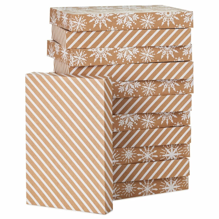 Hallmark Snowflakes And Stripes 12-Pack Designed Brown Shirt Boxes 1 Hallmark Snowflakes And Stripes 12-Pack Designed Brown Shirt Boxes