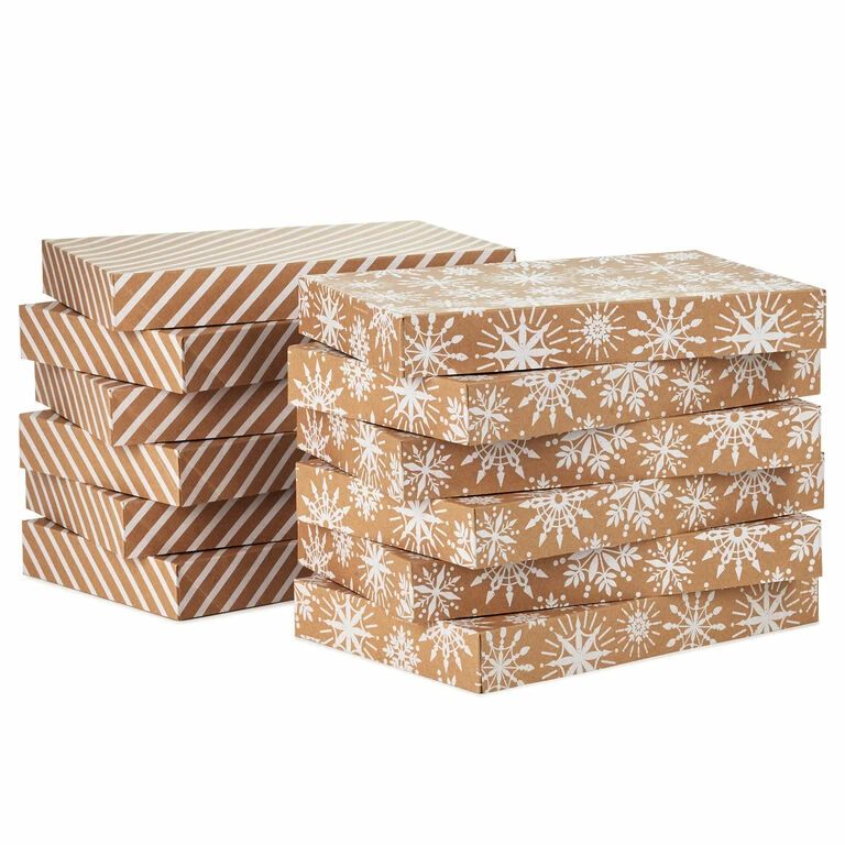 Hallmark Snowflakes And Stripes 12-Pack Designed Brown Shirt Boxes 2 Hallmark Snowflakes And Stripes 12-Pack Designed Brown Shirt Boxes - Image 2