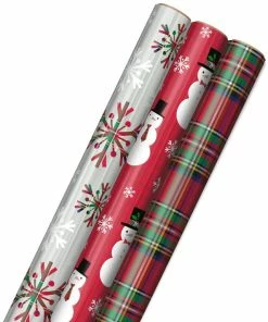Hallmark Snow Merry 3-Pack Foil Christmas Wrapping Paper Assortment, 60 Sq. Ft.