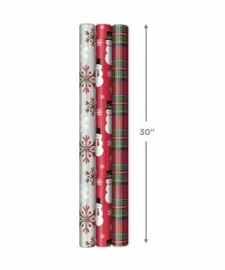Hallmark Snow Merry 3-Pack Foil Christmas Wrapping Paper Assortment, 60 Sq. Ft. 10 Hallmark Snow Merry 3-Pack Foil Christmas Wrapping Paper Assortment, 60 Sq. Ft. -Department Store Shop Snowmen and Plaid Foil Christmas Wrapping Paper 5JXW1061 04