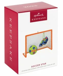 Hallmark Soccer Star 2023 Ornament -Department Store Shop Soccer Goal Shoes and Ball Keepsake Ornament 1399QGO2689 04
