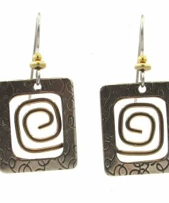 Square With Coil Metal Drop Earrings