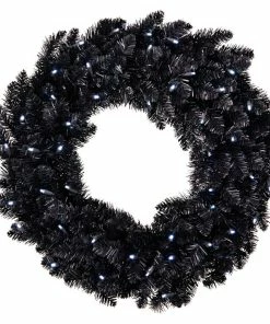 Hallmark Black Pre-Lit Wreath, 30"