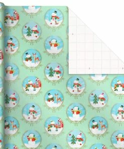 Hallmark Pastel Christmas Prints 3-Pack Wrapping Paper, 120 Sq. Ft. -Department Store Shop Storybook Scenes 3Pack Christmas Wrapping Paper 5JXW1081 03