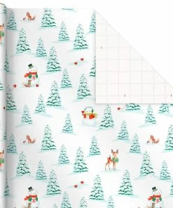 Hallmark Pastel Christmas Prints 3-Pack Wrapping Paper, 120 Sq. Ft. -Department Store Shop Storybook Scenes 3Pack Christmas Wrapping Paper 5JXW1081 05