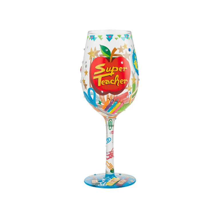 Lolita Super Teacher Handpainted Wine Glass, 15 Oz. 1 Lolita Super Teacher Handpainted Wine Glass, 15 Oz.