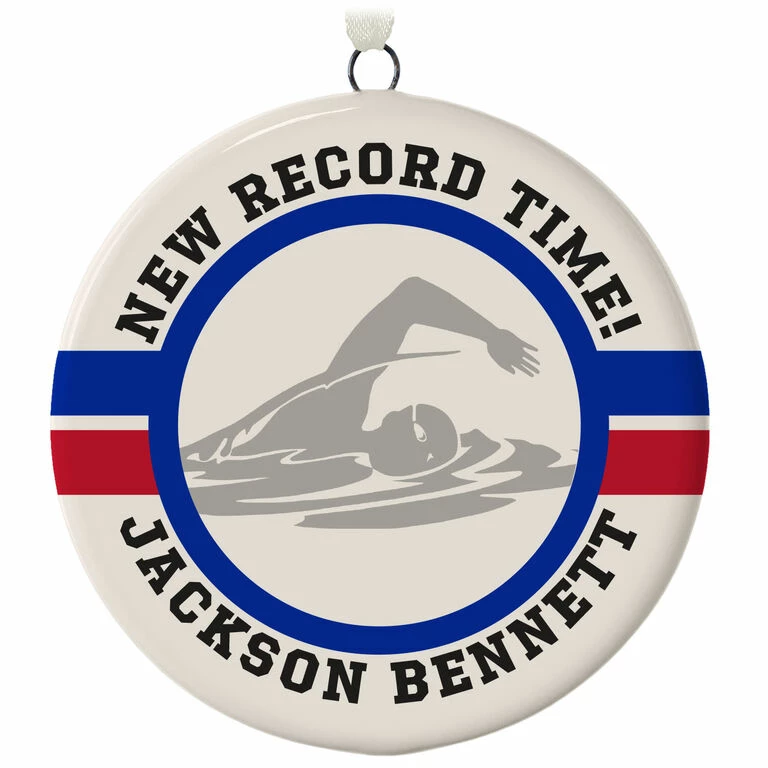 Swimming Ceramic Circle Personalized Ornament 1 Swimming Ceramic Circle Personalized Ornament