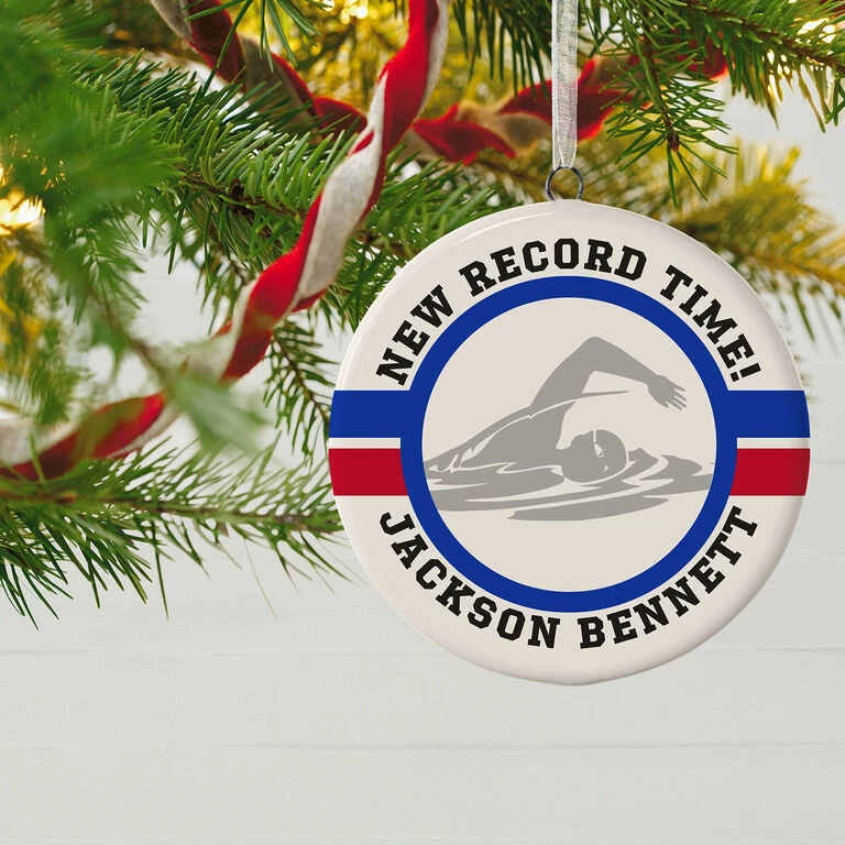 Swimming Ceramic Circle Personalized Ornament 2 Swimming Ceramic Circle Personalized Ornament - Image 2