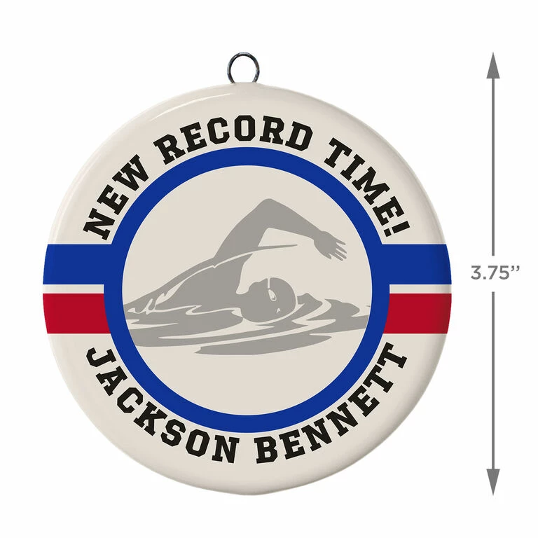 Swimming Ceramic Circle Personalized Ornament 3 Swimming Ceramic Circle Personalized Ornament - Image 3