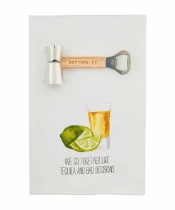 Mud Pie Tequila Tea Towel And Bar Tool, Set Of 2