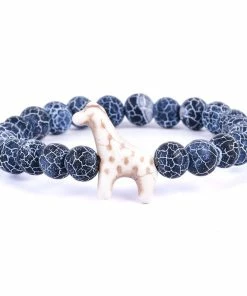 Fahlo Blue River Stone Giraffe Trek Bracelet