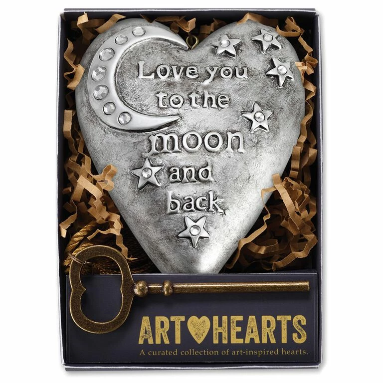 To The Moon Art Heart Sculpture, 4" 4 To The Moon Art Heart Sculpture, 4" - Image 4