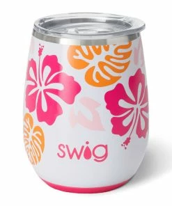 Swig Island Bloom Stainless Steel Stemless Wine Glass, 14 Oz.