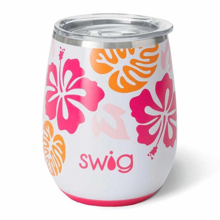 Swig Island Bloom Stainless Steel Stemless Wine Glass, 14 Oz. 1 Swig Island Bloom Stainless Steel Stemless Wine Glass, 14 Oz.