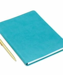 Hallmark Turquoise Faux Leather Notebook With Pen
