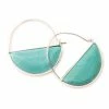 Turquoise Stone Prism Silver Hoop Earrings