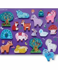 Crocodile Creek Unicorn Garden 16-Piece Wood Puzzle For Kids