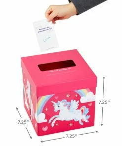 Hallmark Colorful Unicorn Classroom Valentines Set With Light-Up, Musical Mailbox -Department Store Shop Unicorn Kids Classroom Exchange Valentines and Box 5VBX2959 04