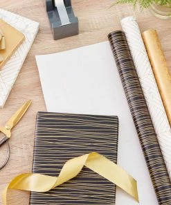 Hallmark Upscale Neutrals 3-Pack Wrapping Paper, 85 Sq. Ft. Total -Department Store Shop Upscale Neutrals 2 Standard 1 Foil 3Pack Gift Wrap 5EWR6417 03