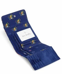 Vera Bradley RFID Riley Compact Wallet In Sea Air Floral -Department Store Shop Vera Bradley Blue Floral Pattern Small Wallet 2842916705 02