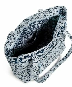 Vera Bradley Small Vera Tote Bag In Perennials Gray -Department Store Shop Vera Bradley GrayNavy Floral Print Tote Bag 3746515290 03