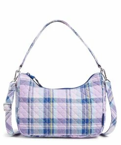 Vera Bradley Frannie Crescent Crossbody Purse In Amethyst Plaid