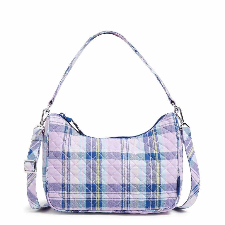 Vera Bradley Frannie Crescent Crossbody Purse In Amethyst Plaid 1 Vera Bradley Frannie Crescent Crossbody Purse In Amethyst Plaid
