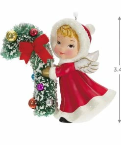 Hallmark Vintage Angel Porcelain Ornament -Department Store Shop Vintage Angel With Candy Cane Keepsake Ornament 2499QXT4127 03